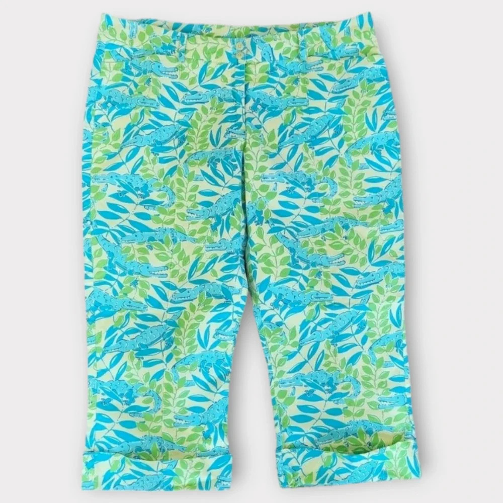 Lilly Pulitzer Womens Capri Pants Size 6 Print Culottes Alligators Print